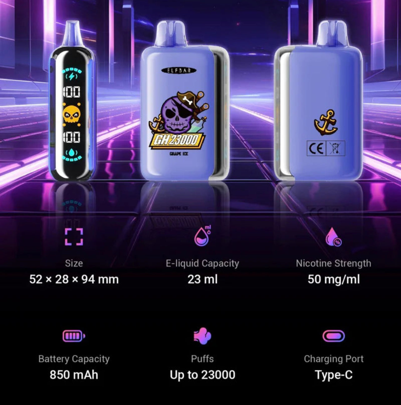 ELF BAR GH 23000 puffs -SYNTHETIC 50 (NEW!!)
