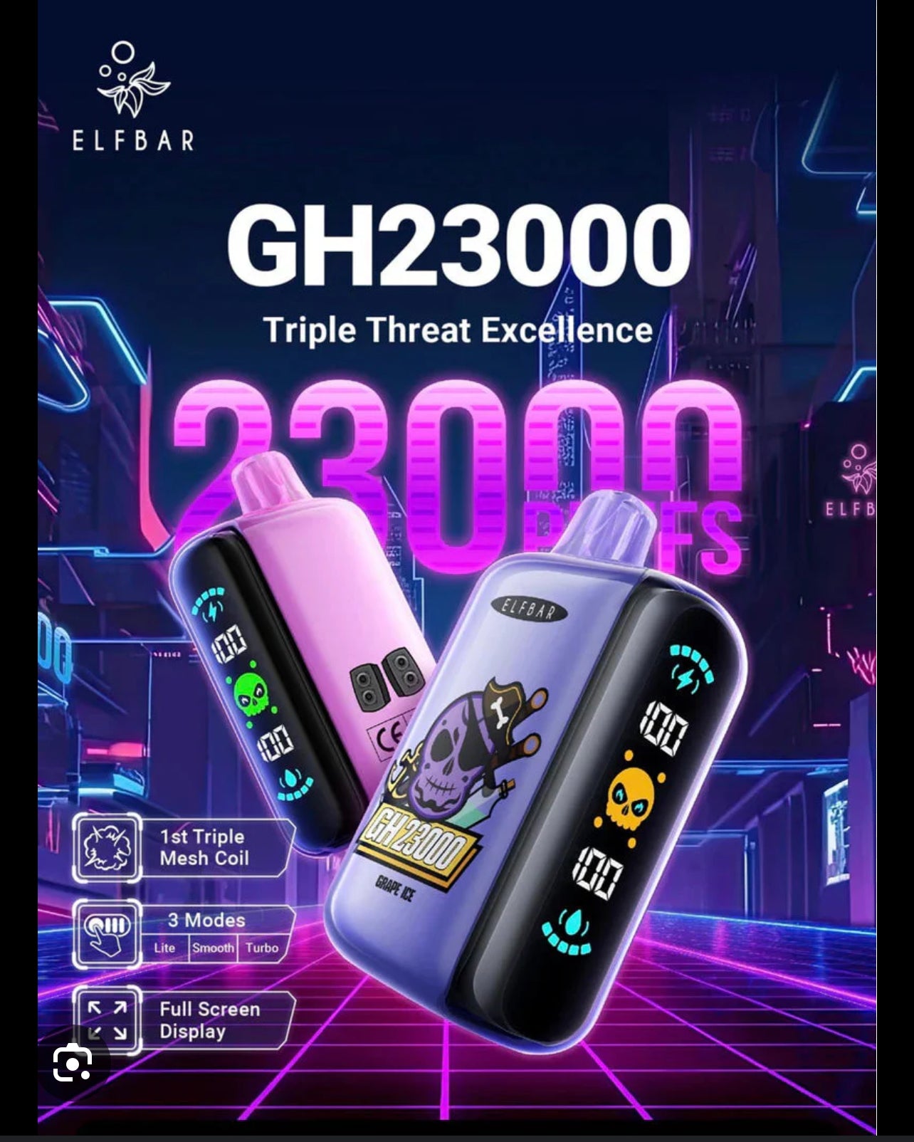 ELF BAR GH 23000 puffs -SYNTHETIC 50 (NEW!!)