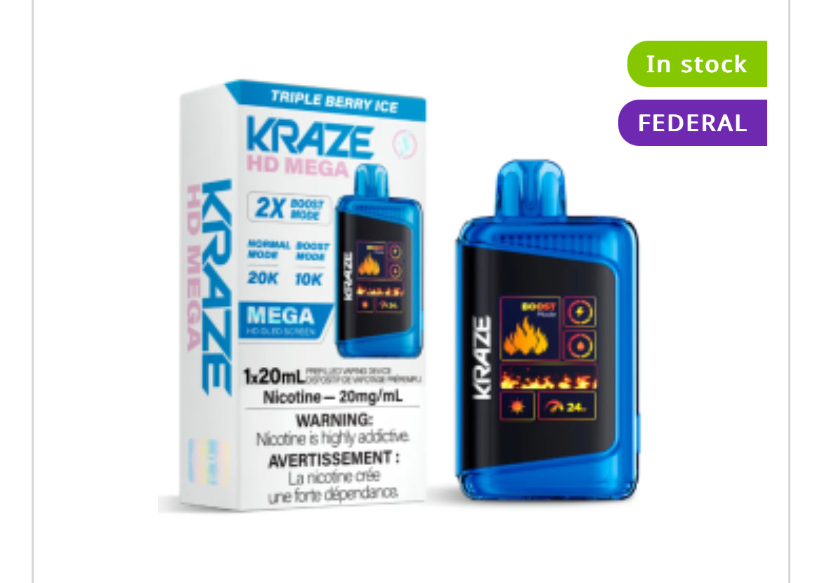 KRAZE HE MEGA - 2X BOOST MODE UP TO 20K PUFFS