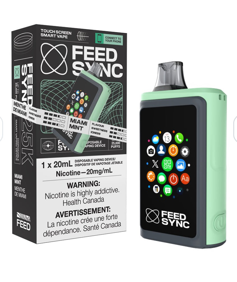 FEED SYNC 25k Puffs Disposable Vape (NEW!!!) revolutionary touch-screen smart disposable vape