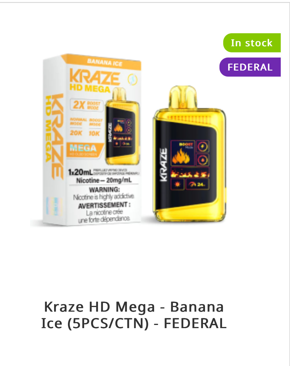 KRAZE HE MEGA - 2X BOOST MODE UP TO 20K PUFFS