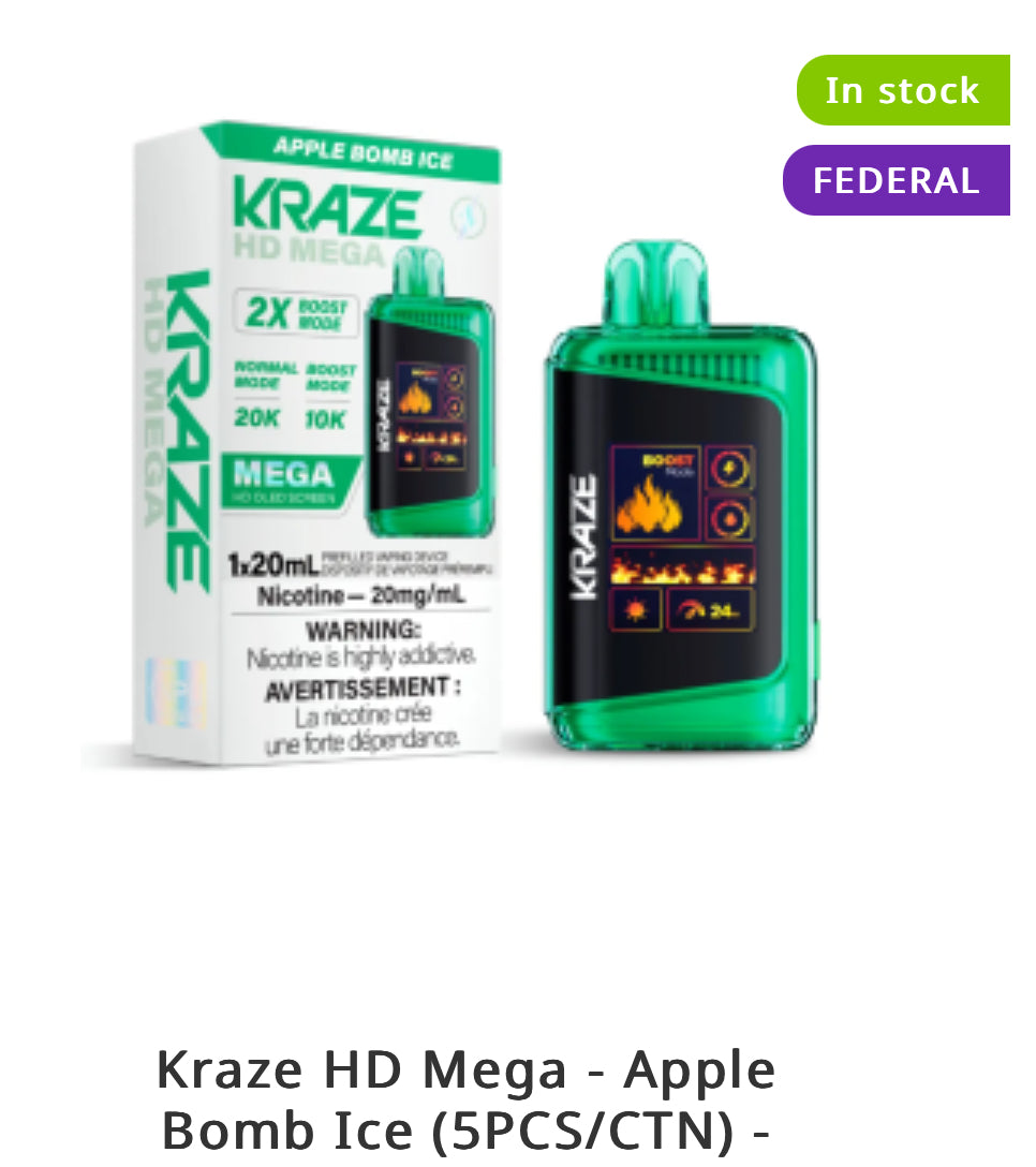 KRAZE HE MEGA - 2X BOOST MODE UP TO 20K PUFFS