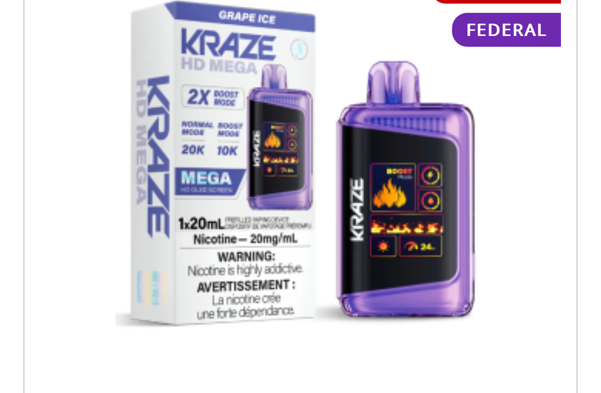 KRAZE HE MEGA - 2X BOOST MODE UP TO 20K PUFFS