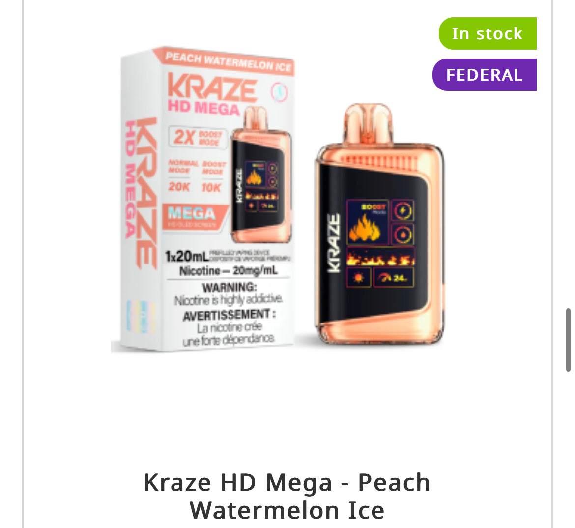 KRAZE HE MEGA - 2X BOOST MODE UP TO 20K PUFFS