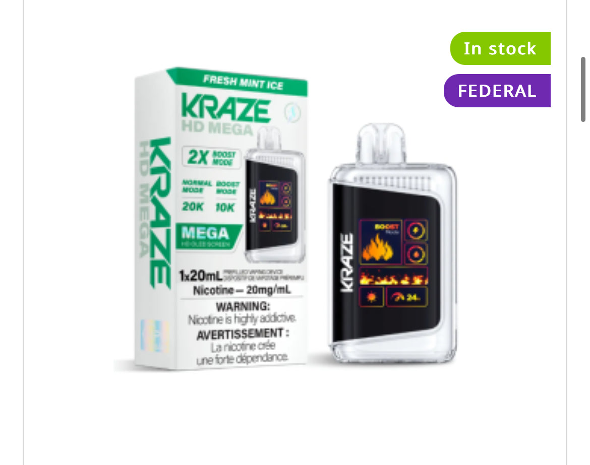 KRAZE HE MEGA - 2X BOOST MODE UP TO 20K PUFFS