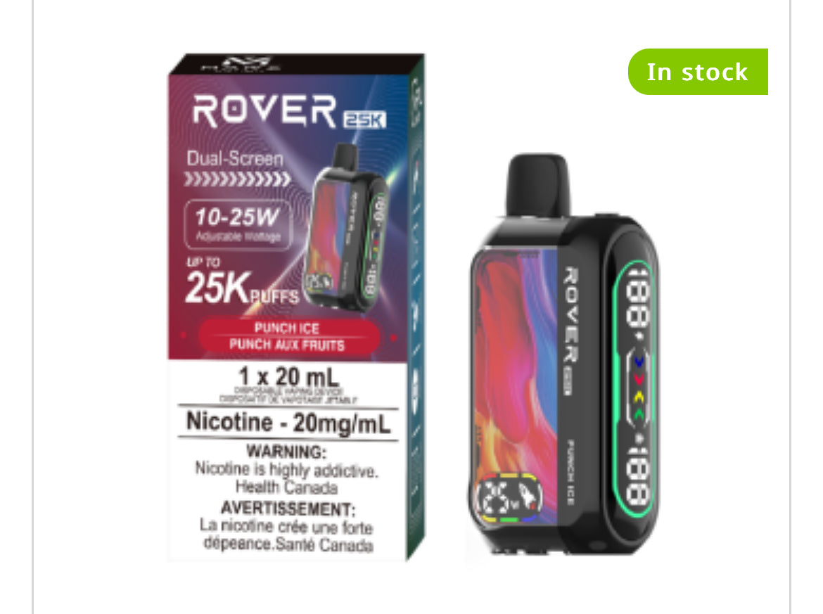 MARZ ROVER 25K PUFF REGULAR AND S50 SYNTHETIC DISPOSABLE VAPE 20ML