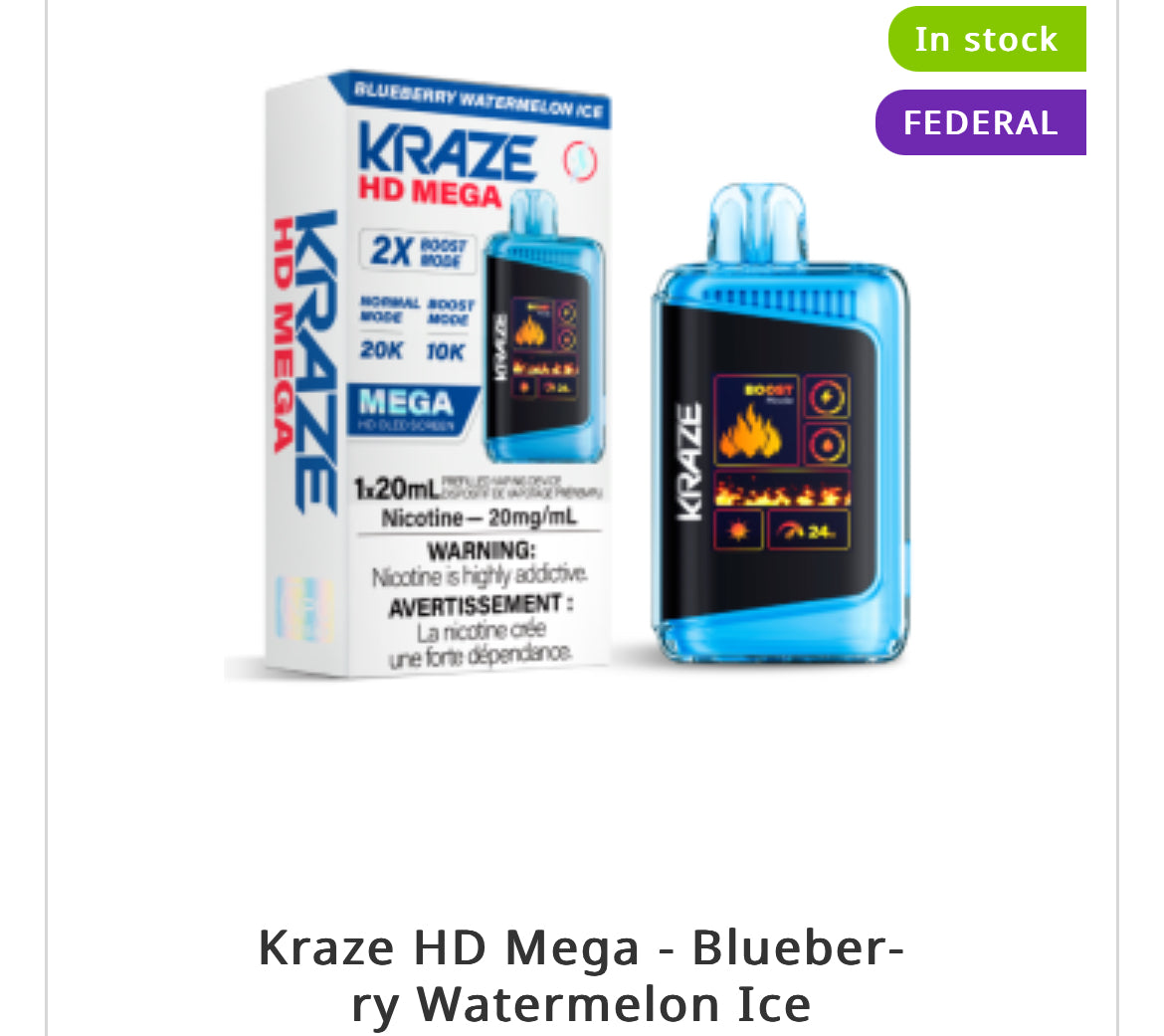 KRAZE HE MEGA - 2X BOOST MODE UP TO 20K PUFFS