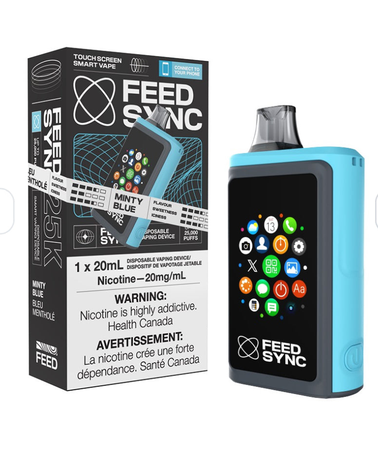 FEED SYNC 25k Puffs Disposable Vape (NEW!!!) revolutionary touch-screen smart disposable vape