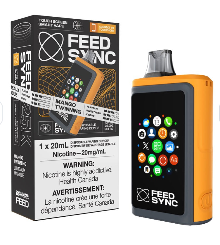 FEED SYNC 25k Puffs Disposable Vape (NEW!!!) revolutionary touch-screen smart disposable vape