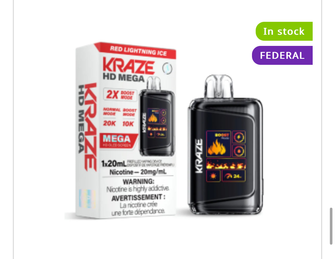 KRAZE HE MEGA - 2X BOOST MODE UP TO 20K PUFFS