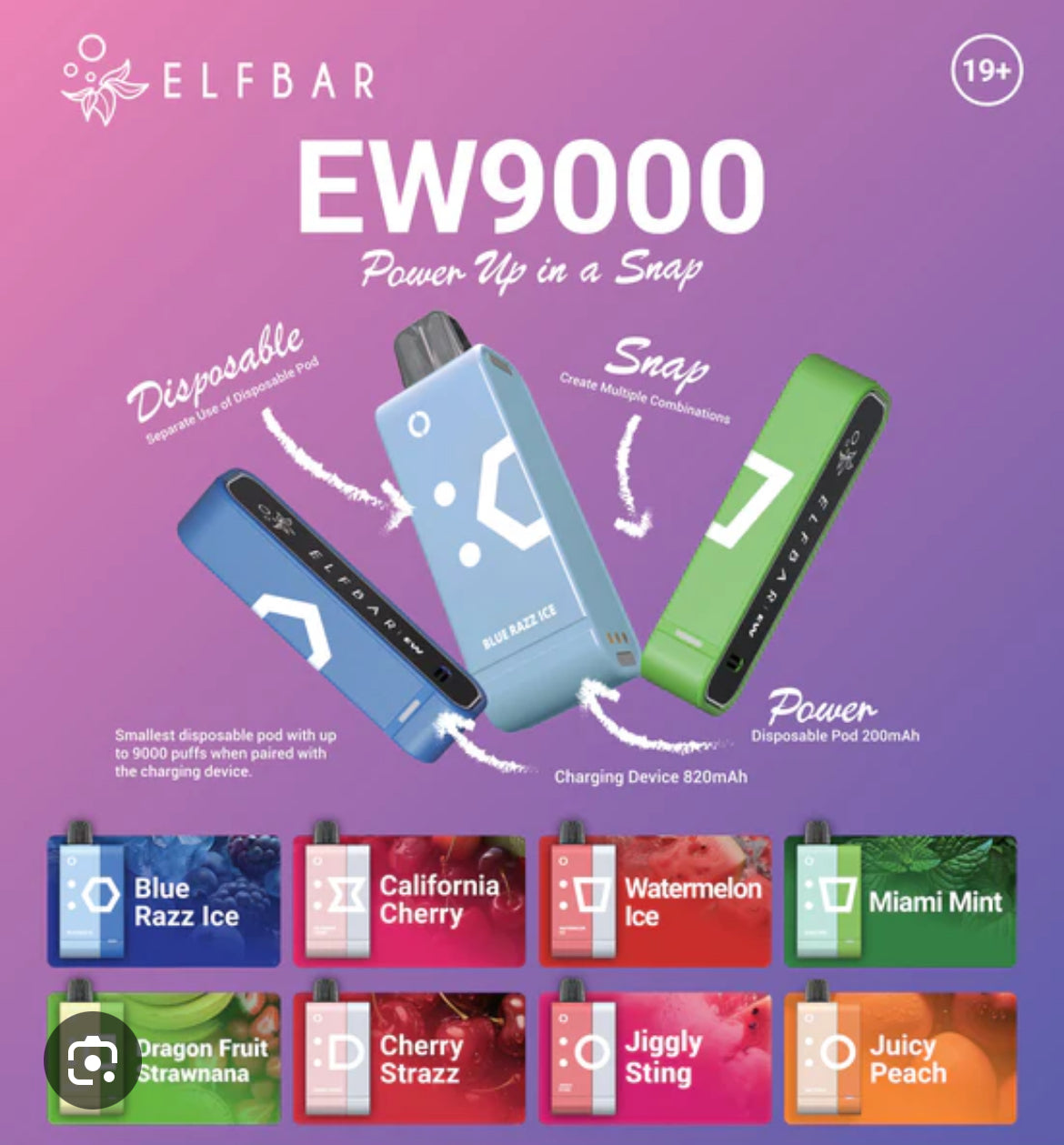 ELF BAR EW 9000 puffs, battery & pod starter kit (NEW!!)