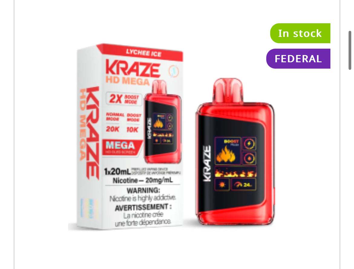 KRAZE HE MEGA - 2X BOOST MODE UP TO 20K PUFFS