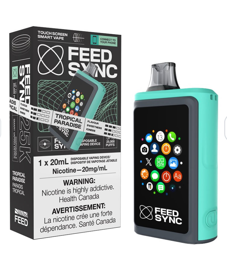 FEED SYNC 25k Puffs Disposable Vape (NEW!!!) revolutionary touch-screen smart disposable vape